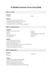 English worksheet: IT CROWD 2x04 - Dinner party