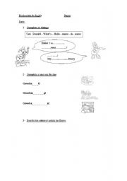 English worksheet: Greetings-School things