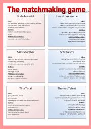 English Worksheet: The matchmaking game 1 - A role play game