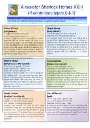 English Worksheet: Sherlock Holmes case XXIII: If sentences types 0 - I - II