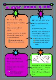 English Worksheet: LIE, LAY or LIE 
