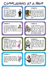 English Worksheet: Role play for intermediate students: Complaining at a shop