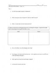 English worksheet: Diamonds in the Shadows Review Questions Chapters One and Two