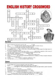 English Worksheet: English history - Crossword