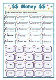 English Worksheet: Matching Money