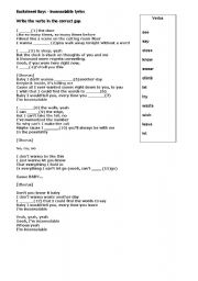 English worksheet: Verbs - Backstreet Boys Inconsolable song