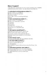 English worksheet: How I learn!