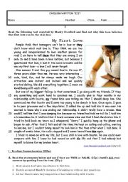 English Worksheet: Teste about first love