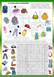 English Worksheet: CLOTHES AND ACESSORIES - FOR BEGINNERS