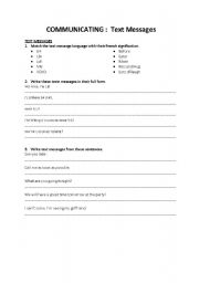 English Worksheet: Text messages