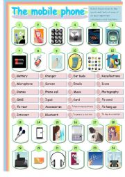 English Worksheet: THE MOBILE PHONE MATCHING