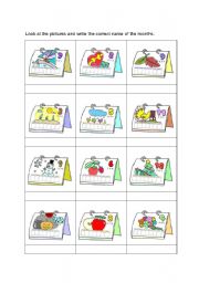 English Worksheet: Look at the pictures and write the correct name of the months.