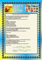 English Worksheet: GLEE SERIES   SONGS FOR CLASS! S01E21  THREE SONGS  FULLY EDITABLE WITH KEY!  PART 1/2