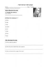 English worksheet: Lyrics song