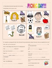 English Worksheet: LETS GO TO A PICNIC DAY!