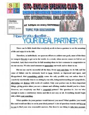 English Worksheet: your ideal partners