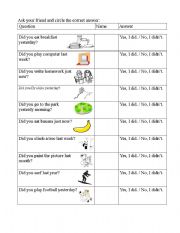 English Worksheet: Did you....?