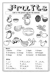 English Worksheet: Fruits