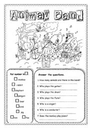 English Worksheet: Animal Band