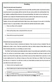 English Worksheet: reading