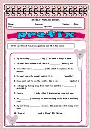 English Worksheet: prefix