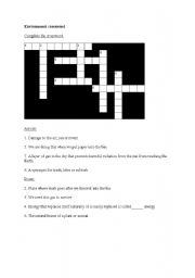 English worksheet: Environment crossword