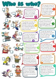 English Worksheet: Who is who? - describing people (men) *B&W included*