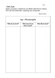 English Worksheet: KWL chart