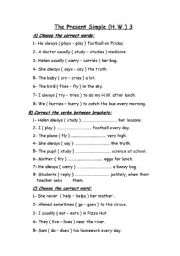 English Worksheet: The Present Simple Tense