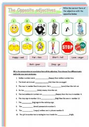 English Worksheet: The Opposite Adjectives
