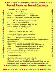 English Worksheet: Present Simple and Continuous