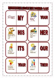 English Worksheet: POSSESSIVE ADJECTIVE DOMINO GAME - EDITABLE - 5 PAGES