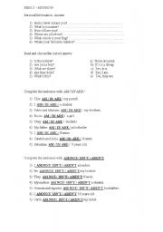 English worksheet: to be revision