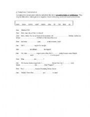 English Worksheet: A Telephone Conversation (Simple Present, Present Continuous