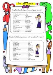 English Worksheet: Using  the to be verb