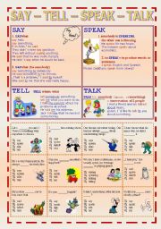 English Worksheet: SAY  TELL  SPEAK  TALK