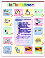 English Worksheet: In the Bathroom