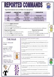 English Worksheet: REPORTED COMMANDS