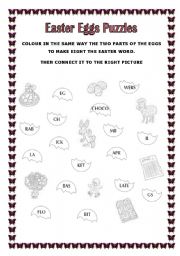 English Worksheet: Easter Eggs Puzzles