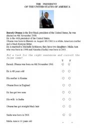 English Worksheet: USA  -President Barack Obama- 