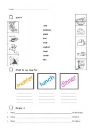 English Worksheet: Meal times