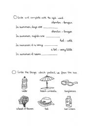 English worksheet: Summer worksheet