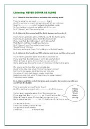 English Worksheet: Never gonna be alone  listening