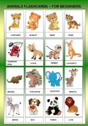 English Worksheet: ANIMALS FLASHCARDS FOR BEGINNER - TWO PAGES