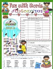 English Worksheet: Fun with Words - Antonyms