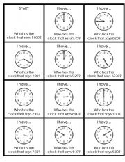 English Worksheet: I Have... Who Has?  Telling Time Game 