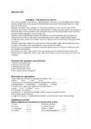 English Worksheet: Reading text for elementary level