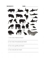 English worksheet: How many animals are there?