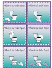 English Worksheet: Where is the Toilet Paper Preposition Memory Cards Part 1 of 2 (with Lots More)