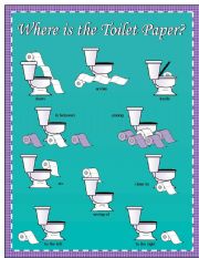 English Worksheet: Where is the Toilet Paper Preposition Memory Cards  Part 2 of 2 (with Lots More)